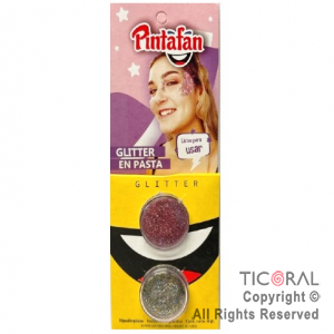 MAQUILLAJE GLITTER EN PASTA SET X 2 COLORES ROSA Y MULTICOLOR 015-08 x 3 BLISTERS